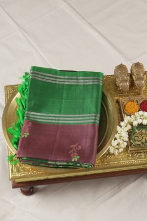 bodi border kanji pattu ( petrol blue , maroon brown )
