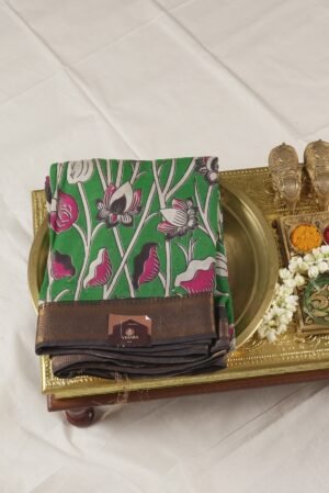 kalamkari cotton -leaf green