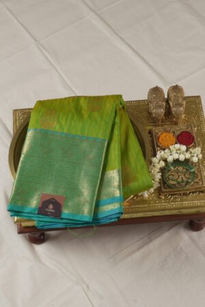 Indrani Rekha premium Kanji Pattu – Parrot Green