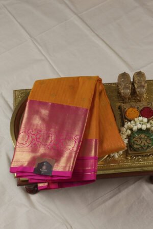 Indrani Jaalam Premium Kanji Pattu – Mustard Gold