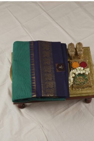 Classic Charm Kanji Cotton Saree - Sea Green