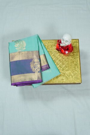 Indrani Premium Kanji Pattu – Mint Green and PInk