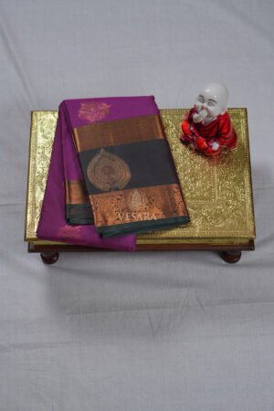 Indrani Premium Kanji Pattu – Magenta Pink and Green