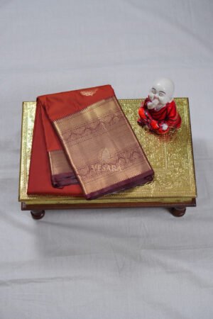 Indrani Premium Kanji Pattu – Rust Orange and Marron