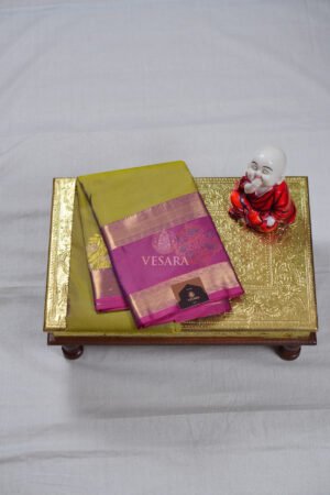 Indrani Premium Kanji Pattu – Pista Green and Pink
