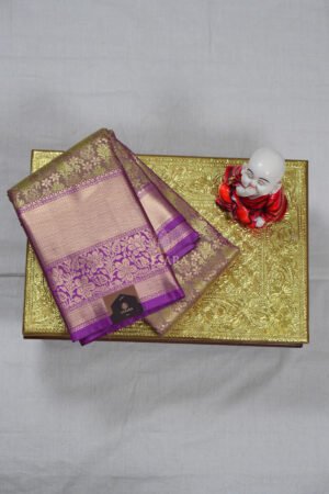 Ratnangi Premium Kanji Pattu – Antique Gold and Pink