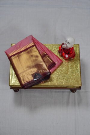 Temple Boarder Gadwal - Dusty Rose Pink and Marron