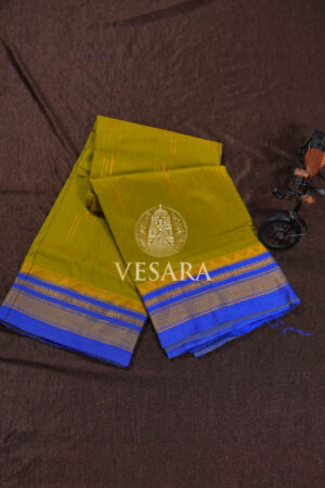 Ilkal Buttas Mehndi Green with Royal Blue