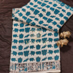 Cotton Kalamkari – Blue Elephant - Thumbnail Image 1