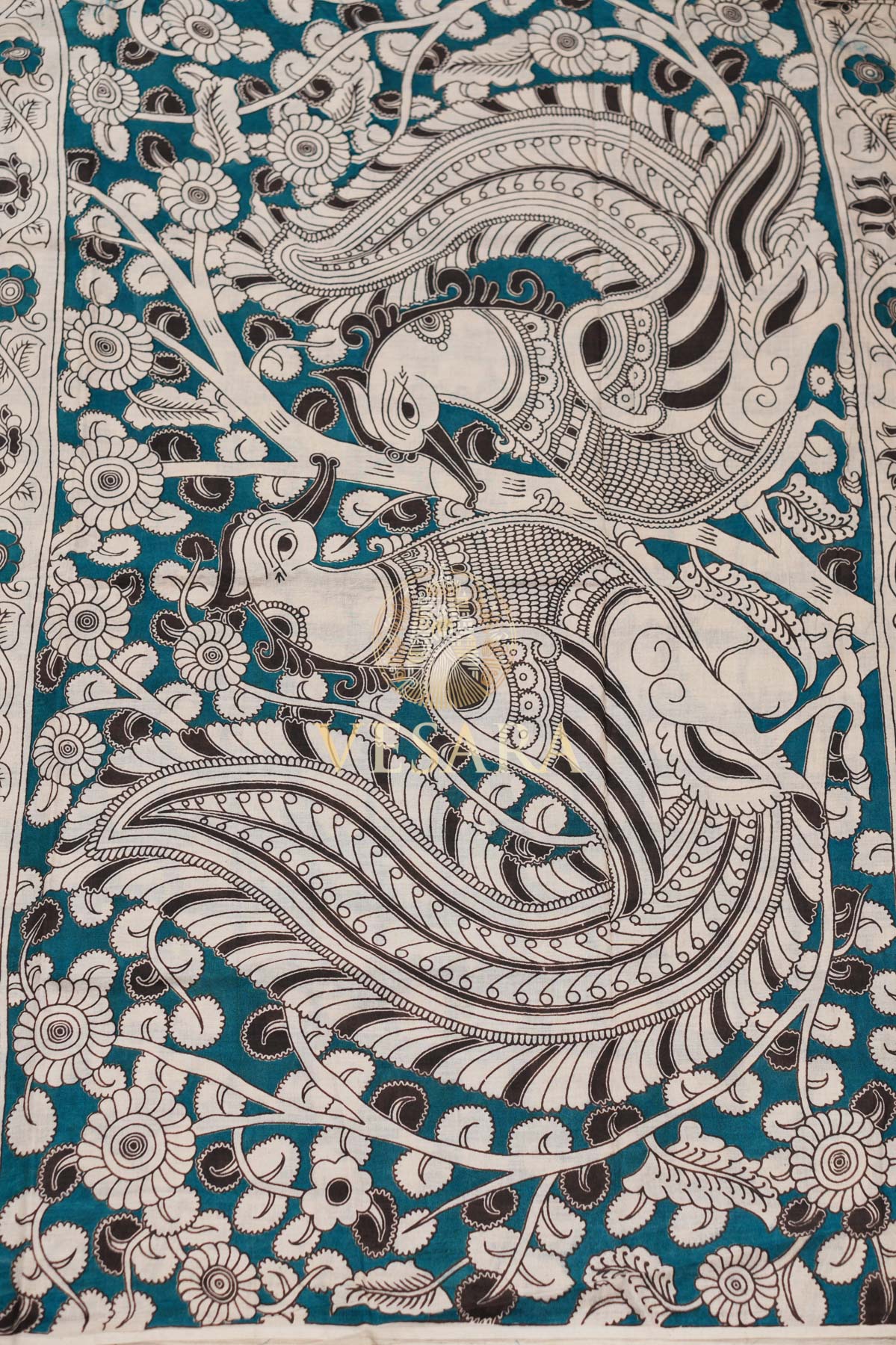 Cotton Kalamkari – Blue Elephant - Image 2