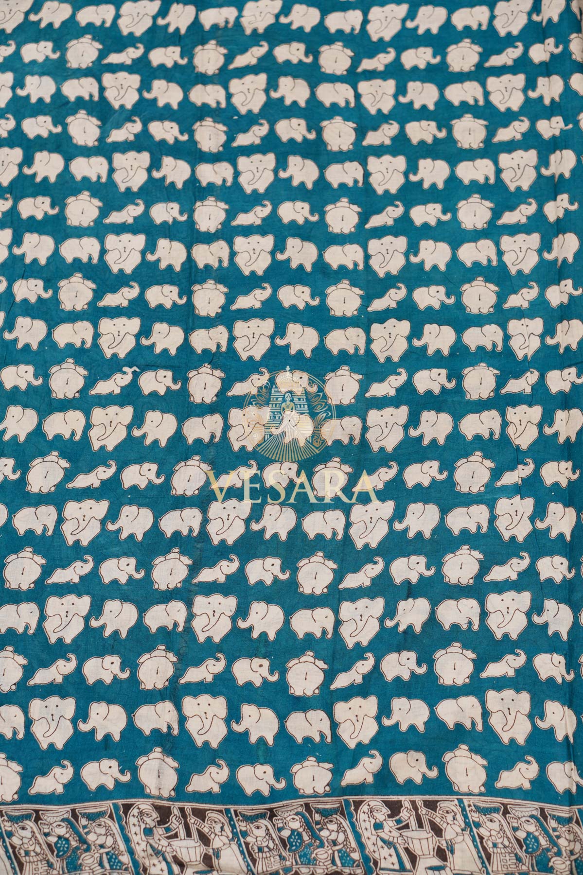 Cotton Kalamkari – Blue Elephant - Image 5