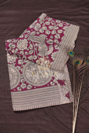 Cotton Kalamkari – Peacock and Elephant Medallion Print