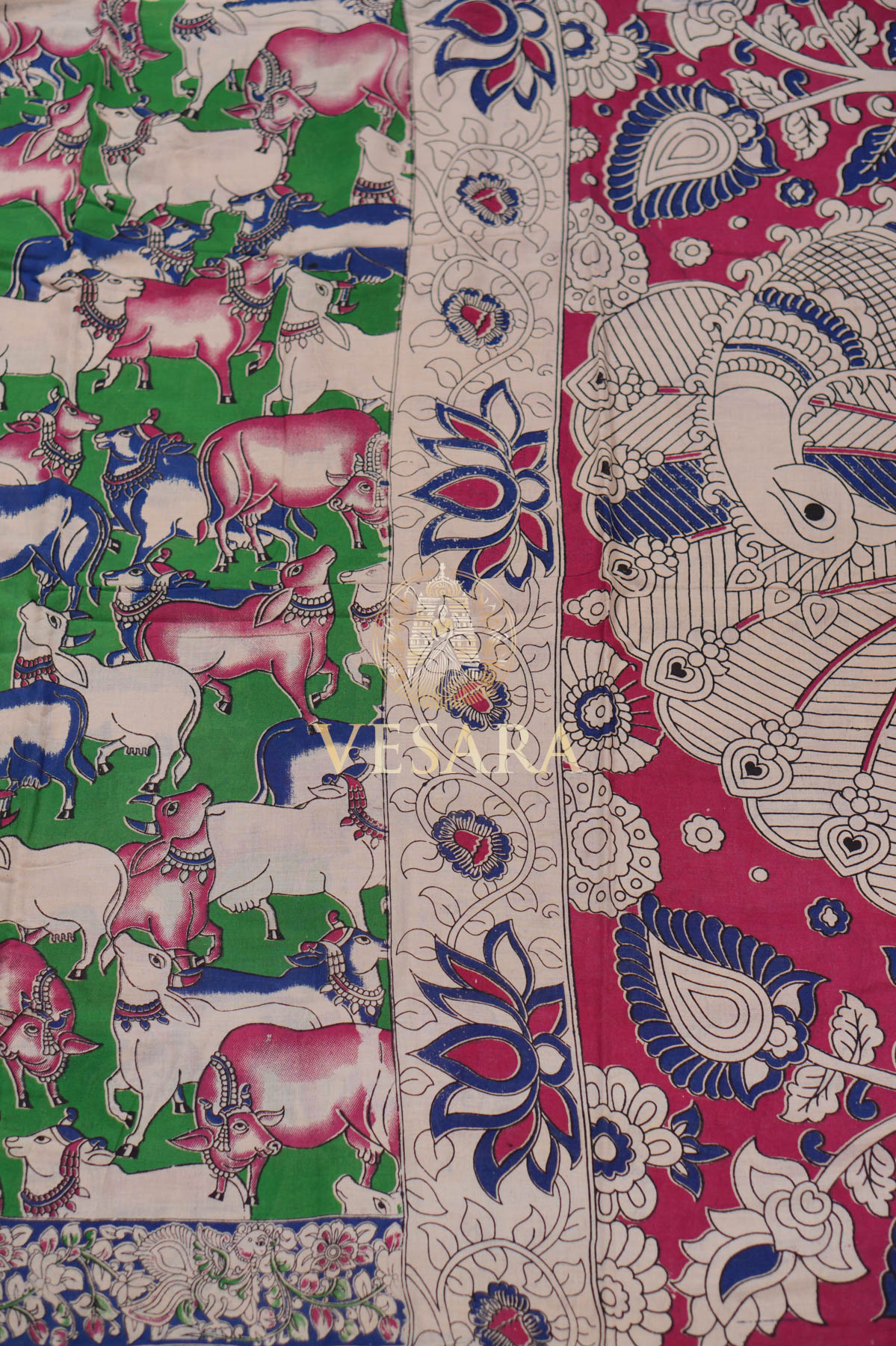 Cotton Kalamkari - Pichwai Style Cow - Image 3