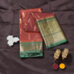 Temple Boarder Gadwal – Rust Orange with Emerald Green - Thumbnail Image 1
