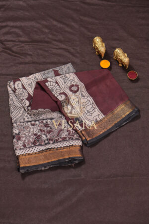 Viscose Kalamkari – Dark Wine