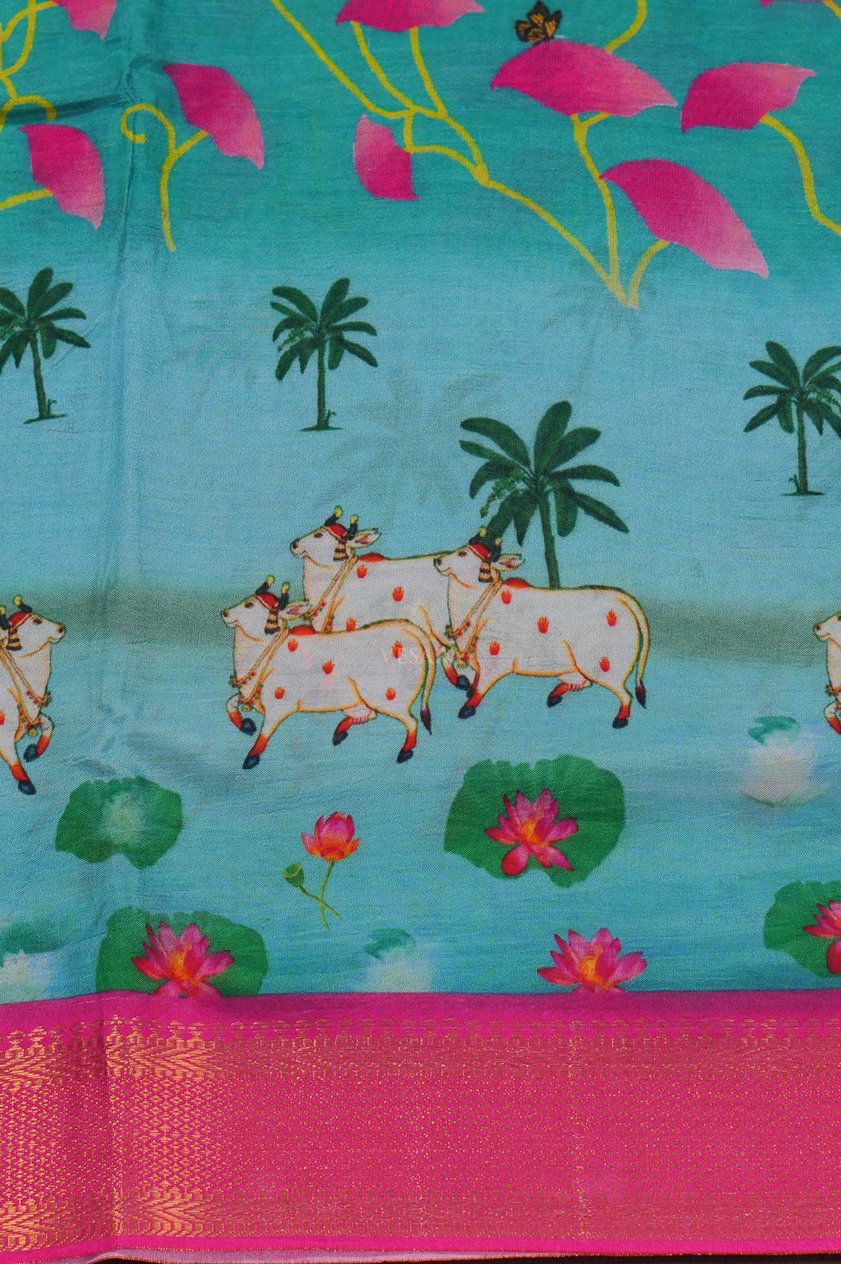DigiKala Kalamkari – Aqua Blue Pichwai - Image 6
