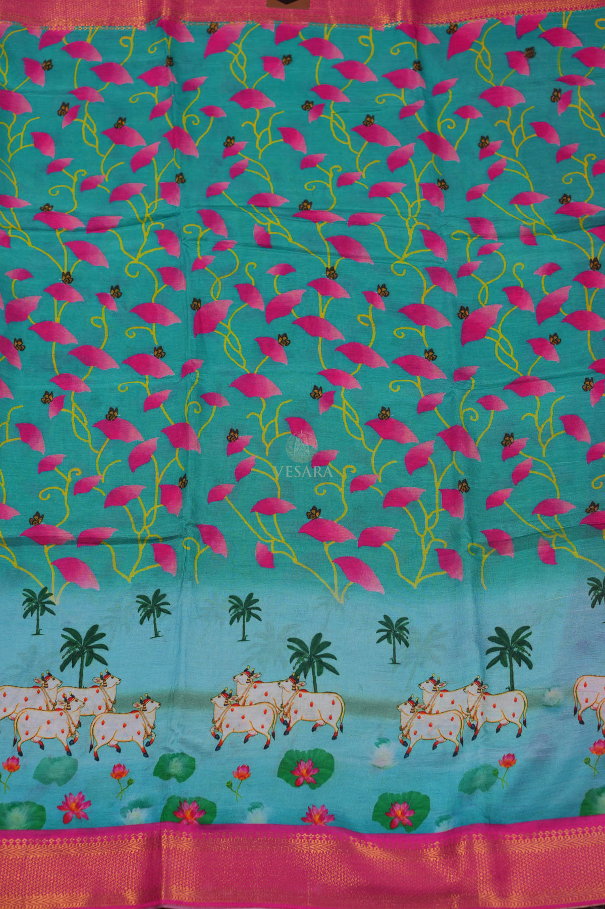 DigiKala Kalamkari – Aqua Blue Pichwai - Image 4