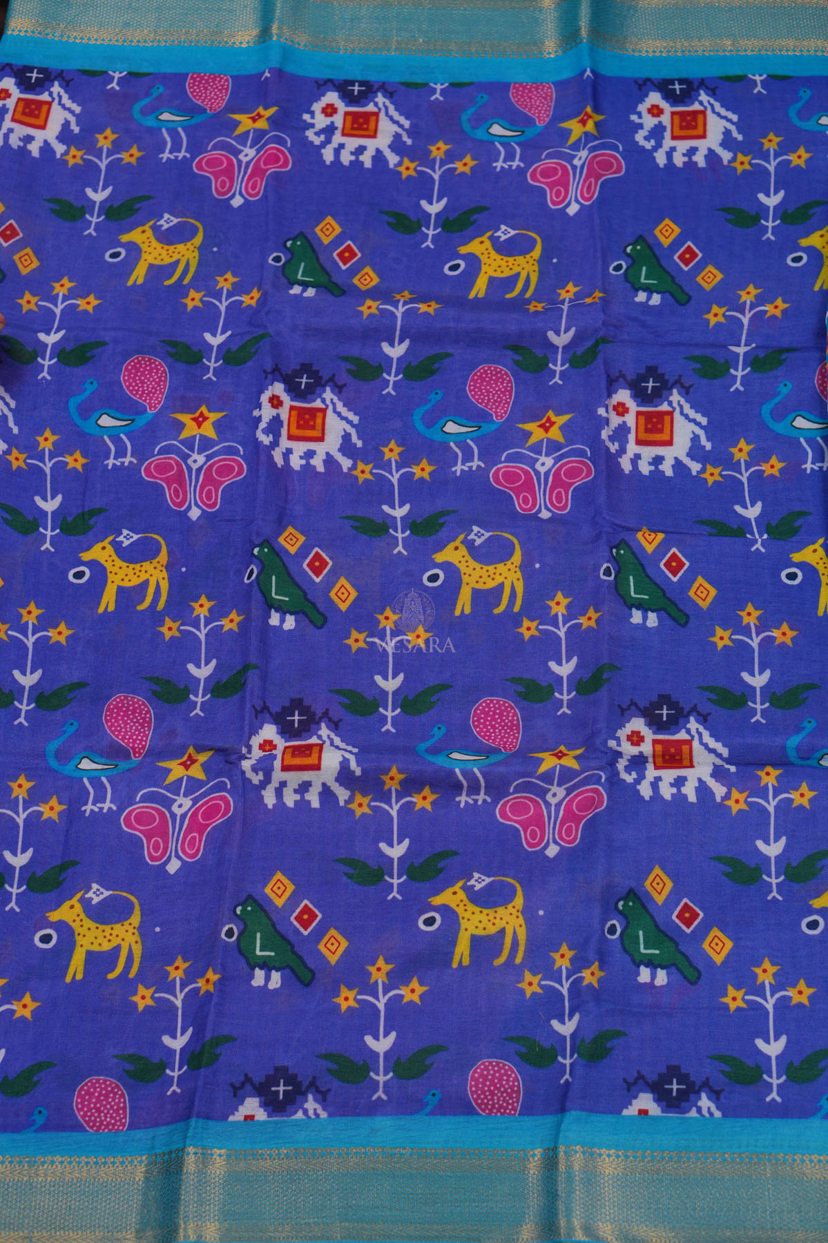 DigiKala Kalamkari – Blue Jamdani - Image 4