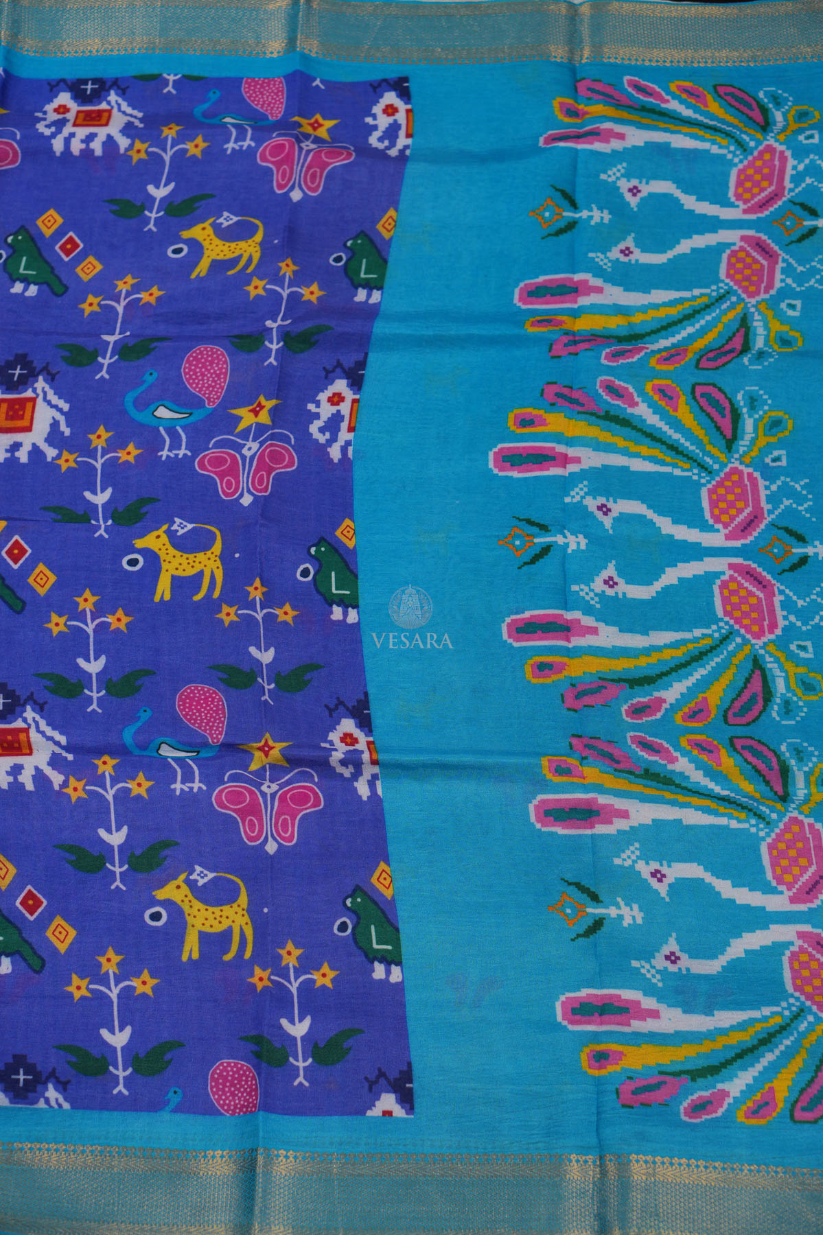 DigiKala Kalamkari – Blue Jamdani - Image 3