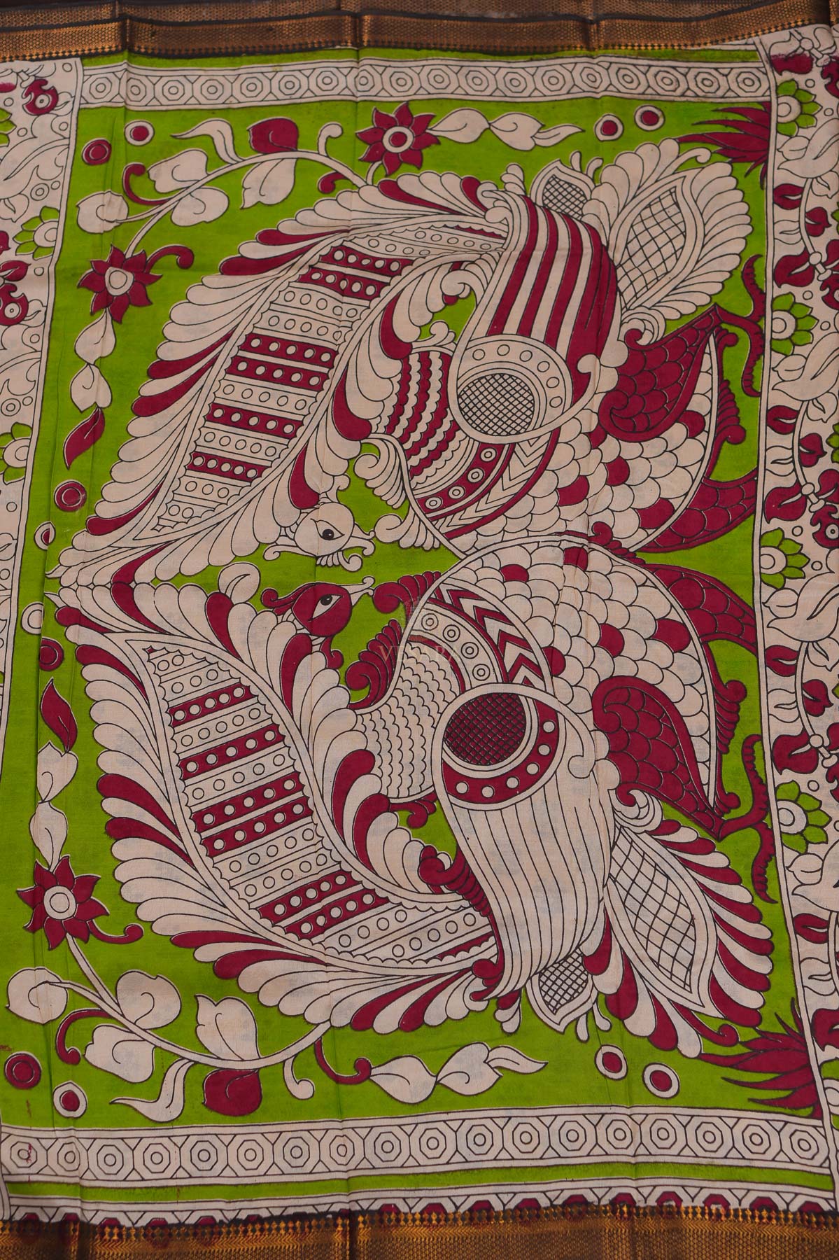 Viscose Kalamkari – Floral Red - Image 2