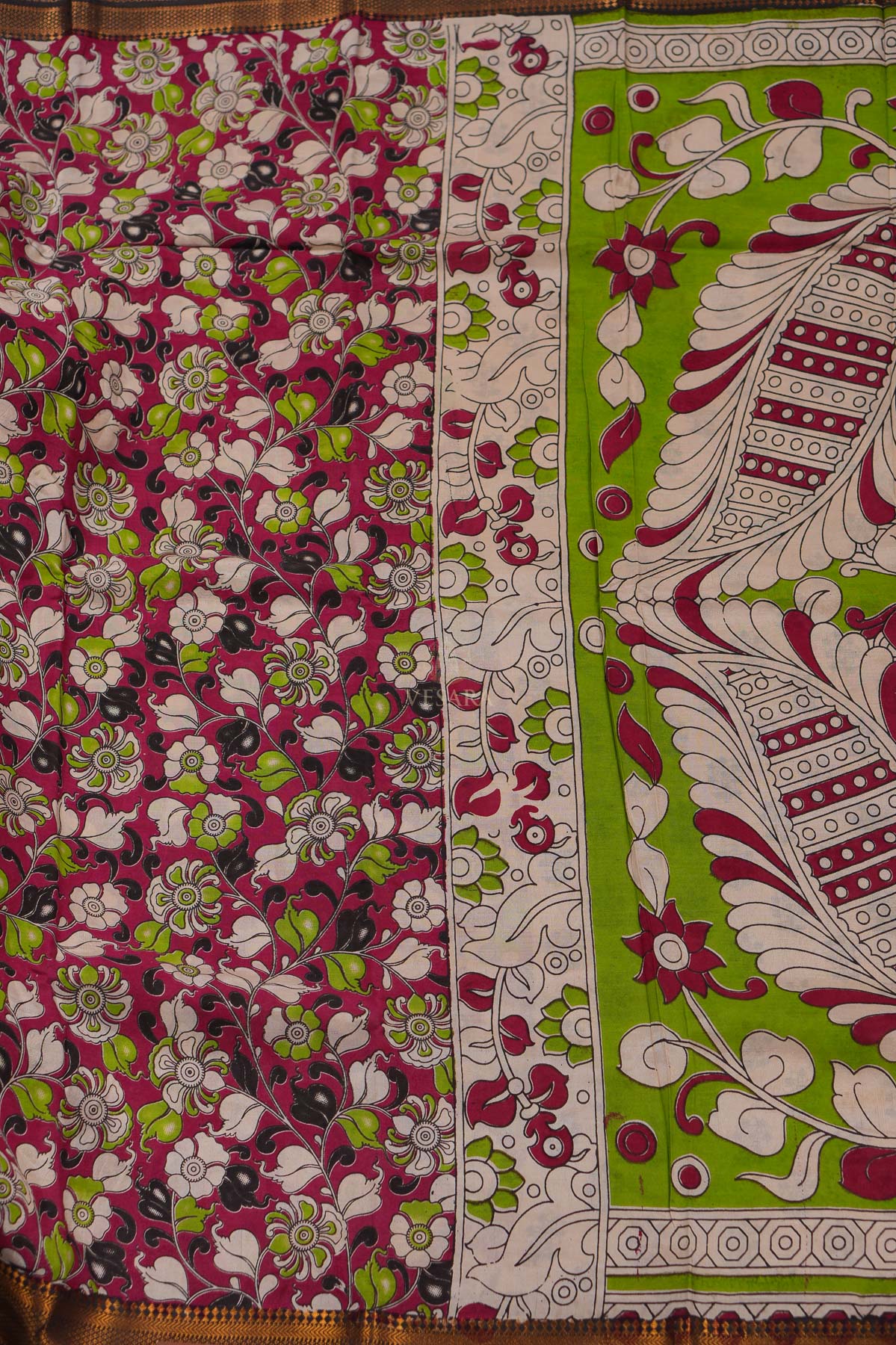 Viscose Kalamkari – Floral Red - Image 3