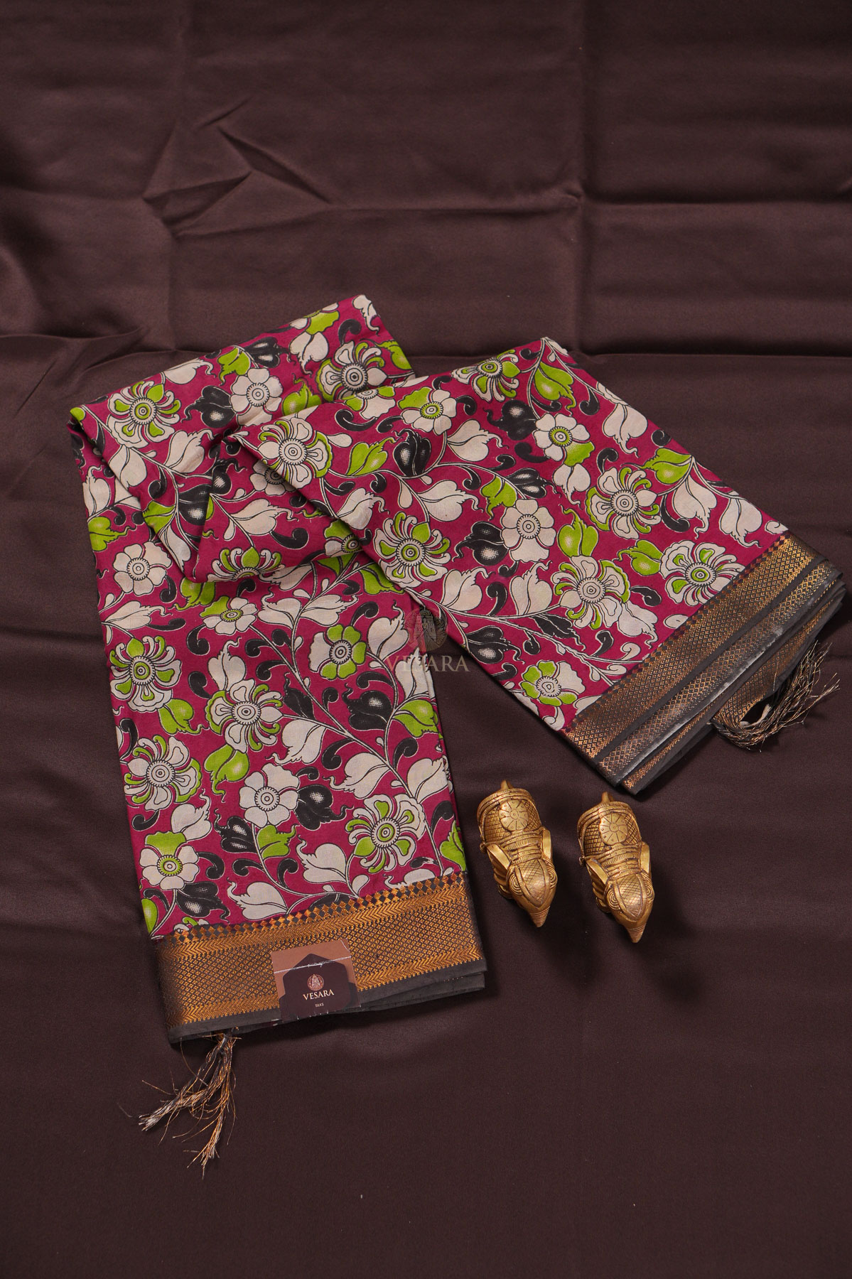 Viscose Kalamkari – Floral Red - Image 1