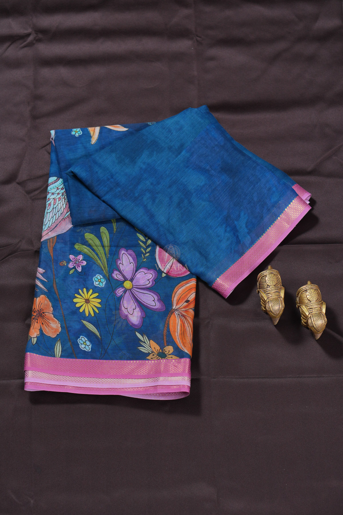 Cotton Kalamkari – Floral and Bird Artwork - Image 1