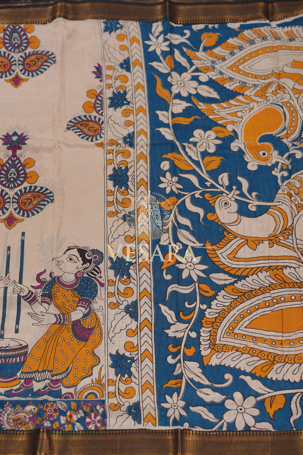 Viscose Kalamkari – Ivory Handcrafted Art - Image 3