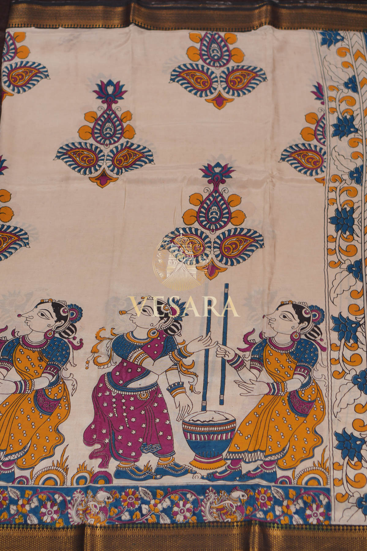 Viscose Kalamkari – Ivory Handcrafted Art - Image 4