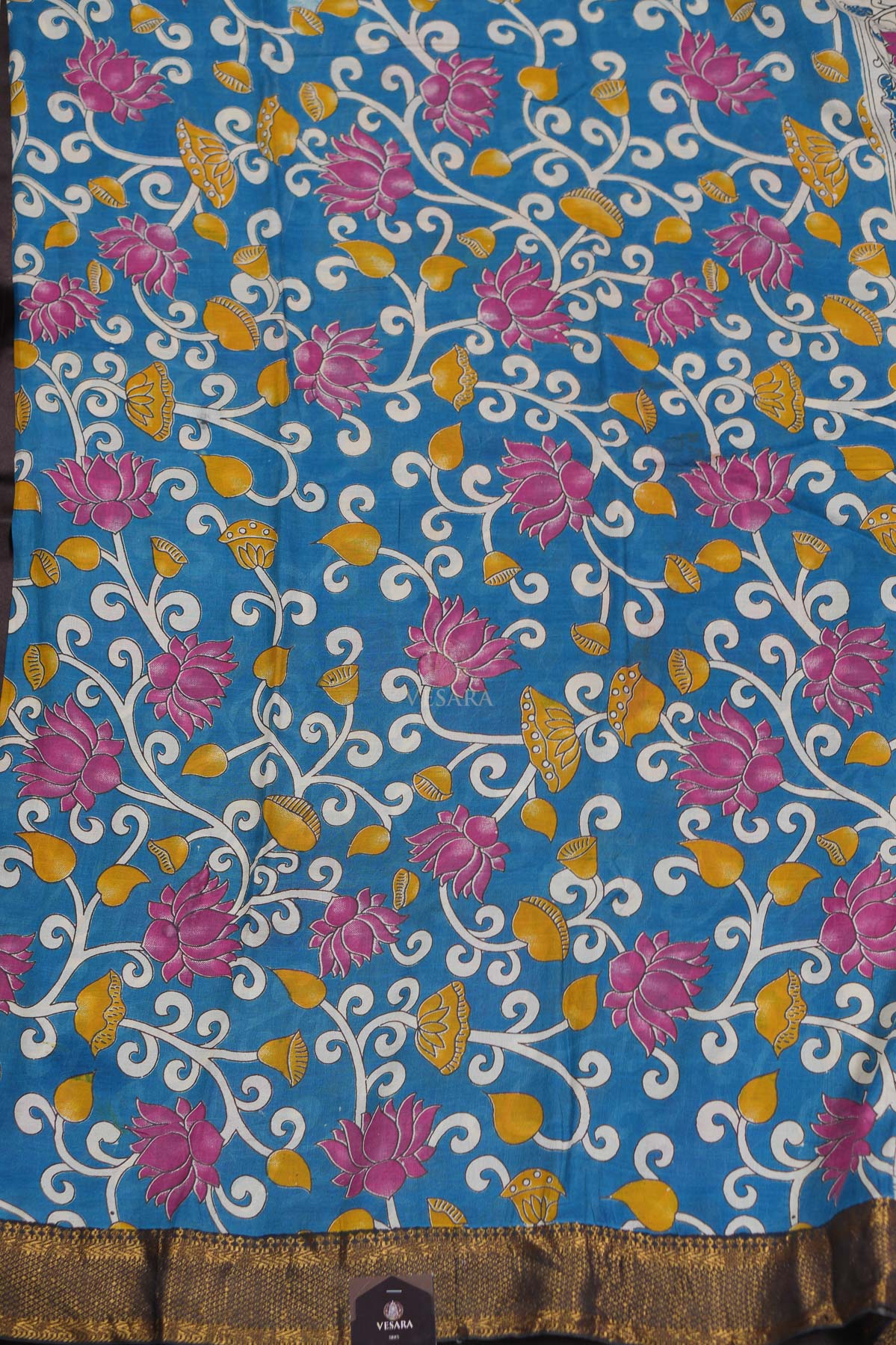 Cotton Kalamkari – Sky Blue - Image 3