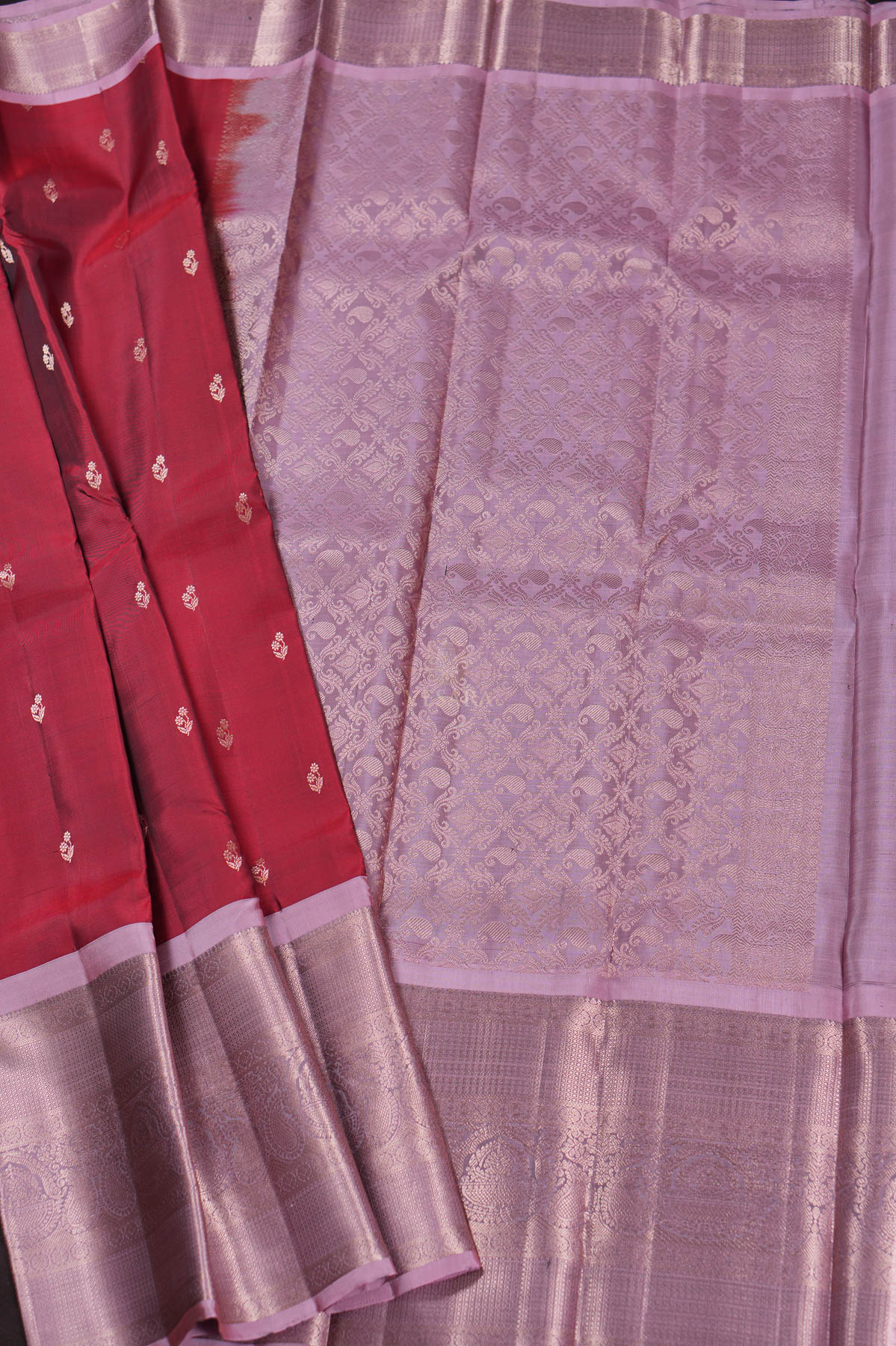Kanjivaram Vaibhava Pattu – Ruby Red - Image 3